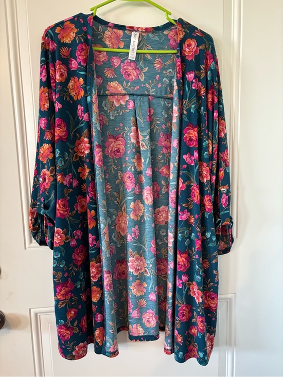 Dear Scarlett Jackets & Blazers - Teal Floral Open-Front Blazer Jacket by Dear Scarlett